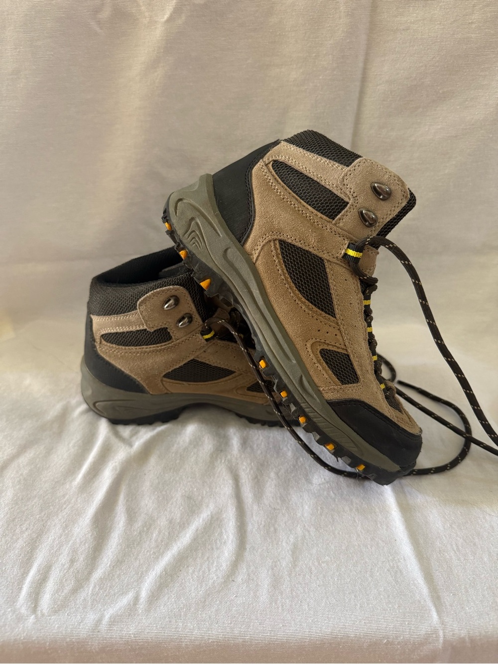 Kids Tan and Black Outdoor Hiking Boots